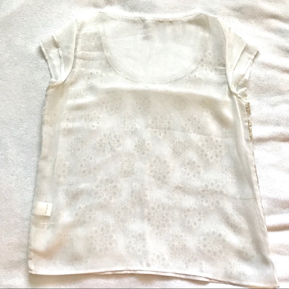 Semi-sheer Gold Flower Appliqué Blouse Top - Picture 3 of 4